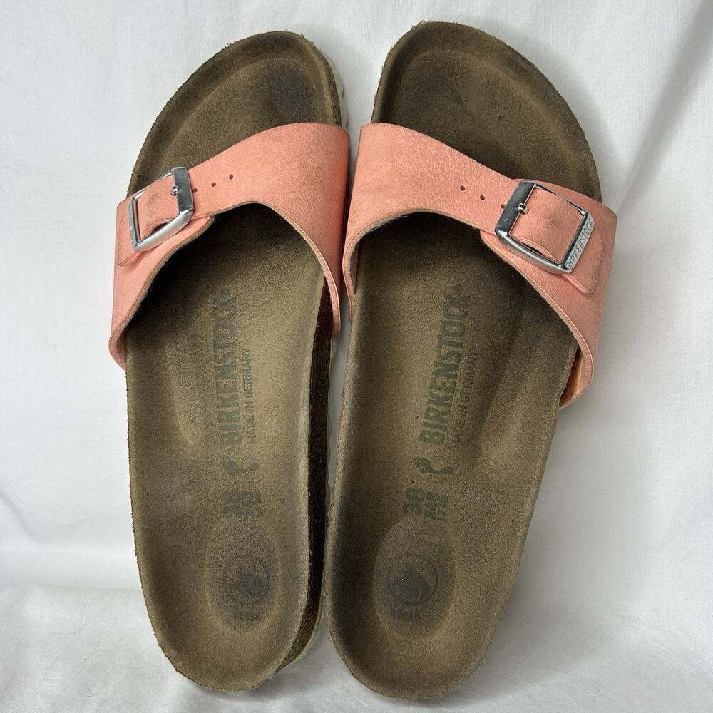 Birkenstock Madrid Brushed Flamingo Birkibuc Vegan Reg Size 38 Ladies US 7
